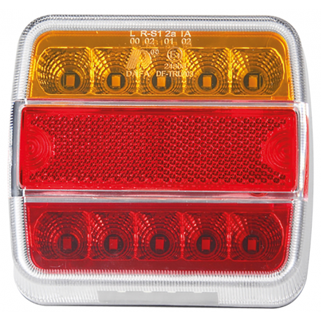 FEU ARRIERE LED 5 FONCTIONS ROUGE/JAUNE 12V AVEC FAISCEAU