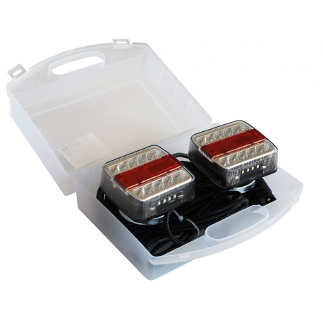 KIT SIGNALISATION 2 FEUX LED ROUGE/BLANC - MAGNETIQUES - 12V 7,5M - EN MALLETTE
