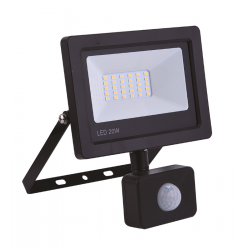 PROJECTEUR LED EXTRA PLAT NOIR AVEC DETECTEUR 20W 1600LM