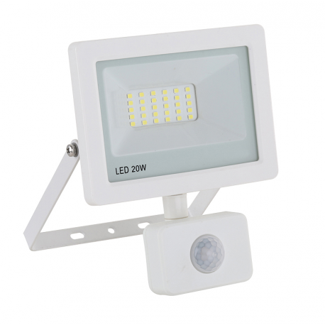 PROJECTEUR LED EXTRA PLAT BLANC AVEC DETECTEUR 20W 1600LM