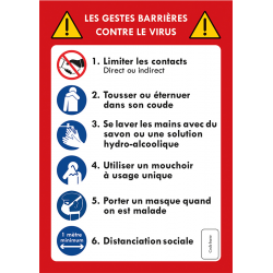 AFFICHE A4 ADHESIVE PREVENTION GESTES BARRIERE