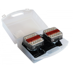 KIT SIGNALISATION 2 FEUX LED ROUGE/BLANC - MAGNETIQUES -12V 12M - EN MALLETTE