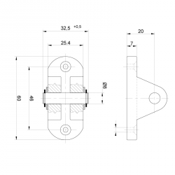 SUPPORT POUR CHAPE A ŒIL LG60 X L32,5 X H29