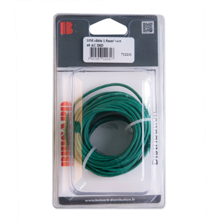 BOBINE CABLE MONOCONDUCTEUR 10M VERT 1.5mm2