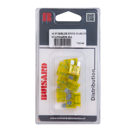 10 FUSIBLES ENFICHABLES STANDARD 20A JAUNE