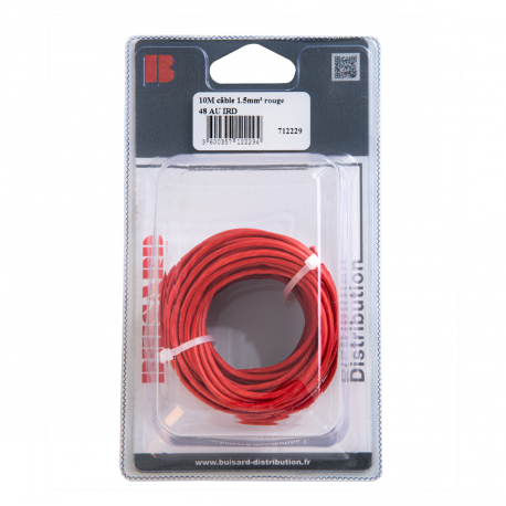 BLISTER CABLE MONOCONDUCTEUR 10M ROUGE 1.5mm2