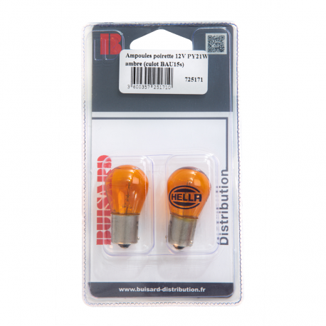 2 AMPOULES POIRETTES PY 12V 21W ORANGE