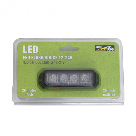 FEU DE PENETRATION 4 LED PLAT ROUGE 12/24V