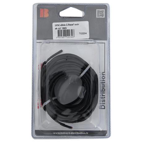 BOBINE CABLE MONOCONDUCTEUR 10M NOIR 2.5mm2