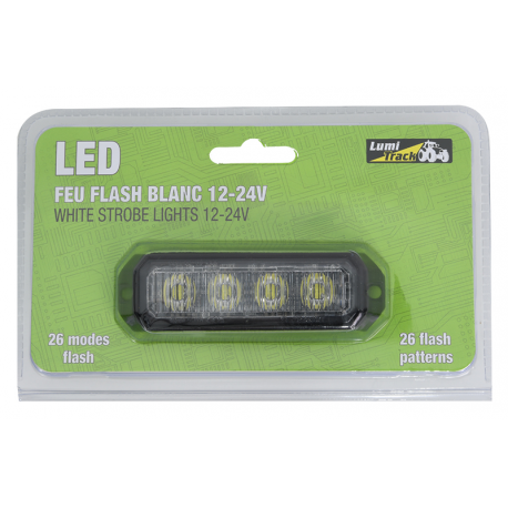 FEU DE PENETRATION 4 LED PLAT BLANC 12/24V