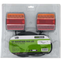 KIT SIGNALISATION 2 FEUX LED ROUGE/JAUNE 12V 7,50M MAGNETIQUES