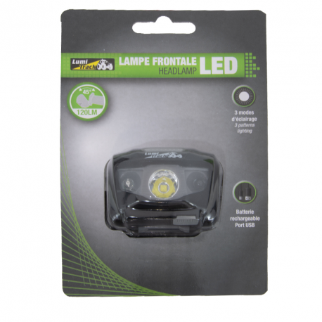 LAMPE FRONTALE LED RECHARGEABLE COULEUR BLANCHE LUMITRACK