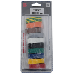 ASSORT 10 ROULEAUX PVC COULEUR ISOLANT 15MMx 10m